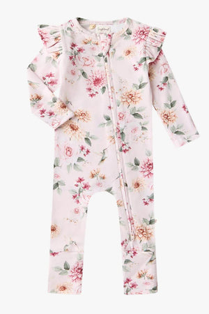 Snuggle Hunny Birds & Blooms Organic Snugglesuit Convertible Romper With Frill
