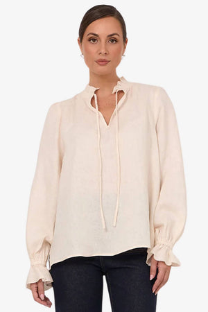 Adorne Sandra Long Sleeve Linen Top