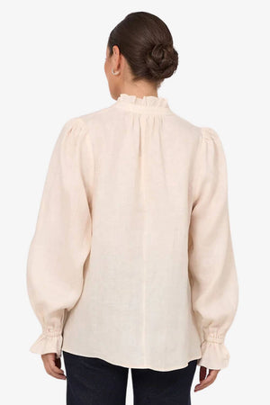 Adorne Sandra Long Sleeve Linen Top