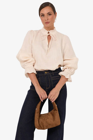 Adorne Sandra Long Sleeve Linen Top