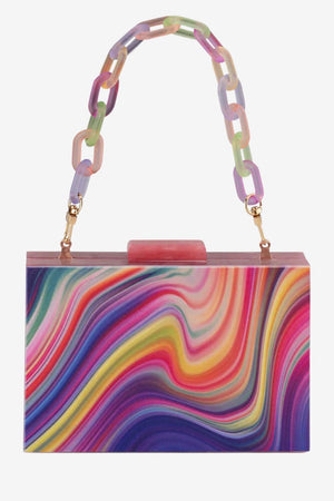Olga Berg Dorothy Swirl Print Box Clutch