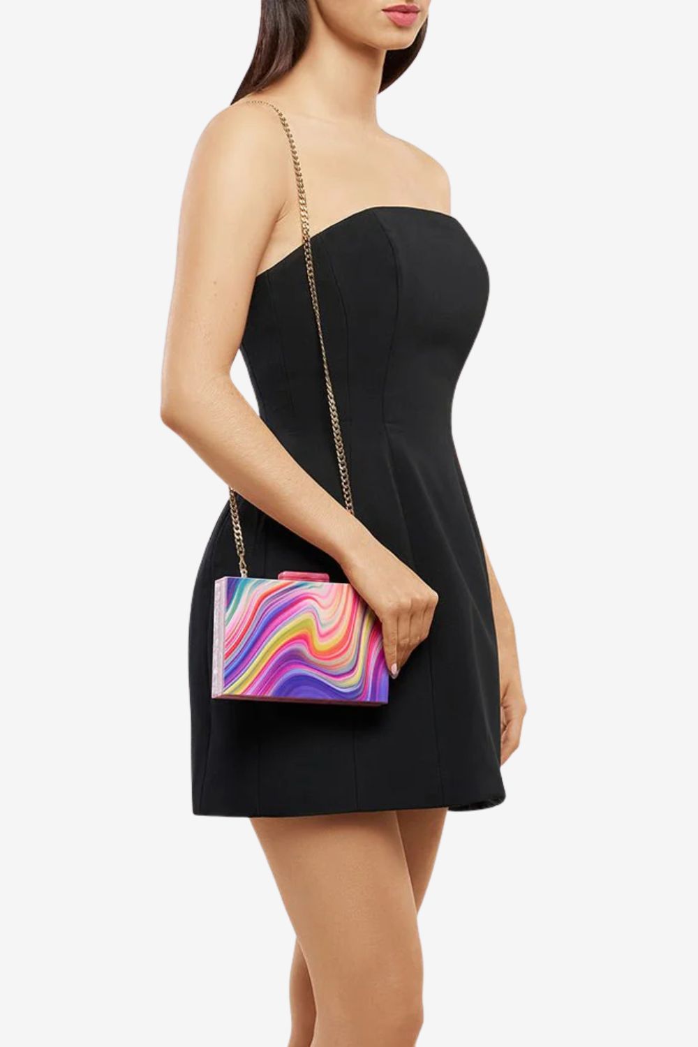 Olga Berg Dorothy Swirl Print Box Clutch