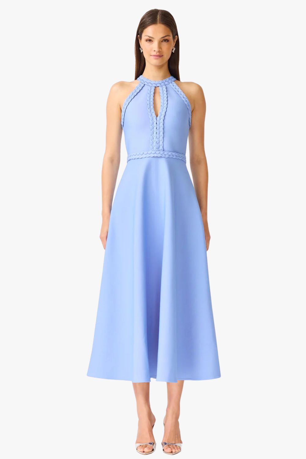 Elliatt Floriana Halter Neck Fit & Flare Dress Cornflower Blue M