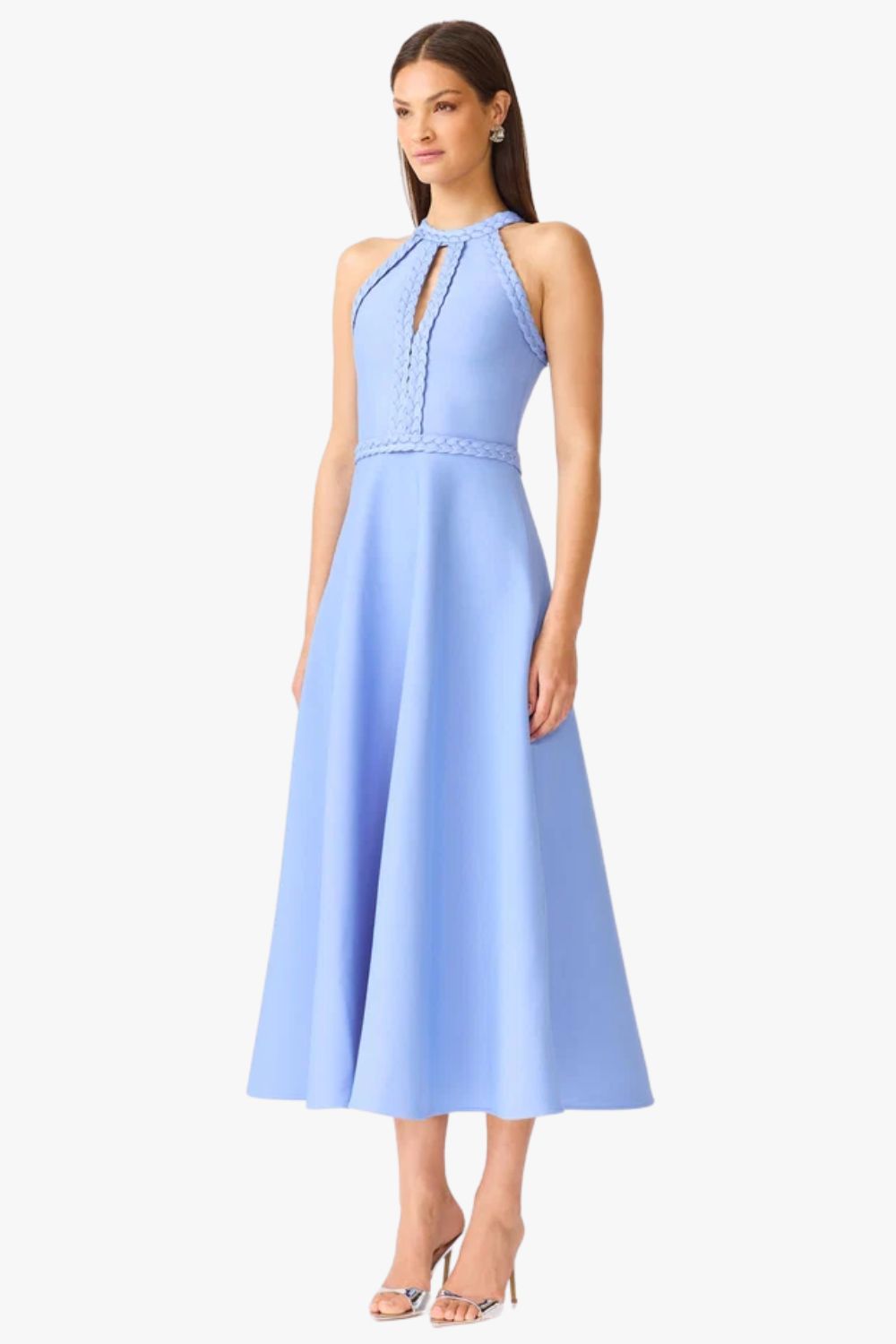 Elliatt Floriana Halter Neck Fit & Flare Dress Cornflower Blue M