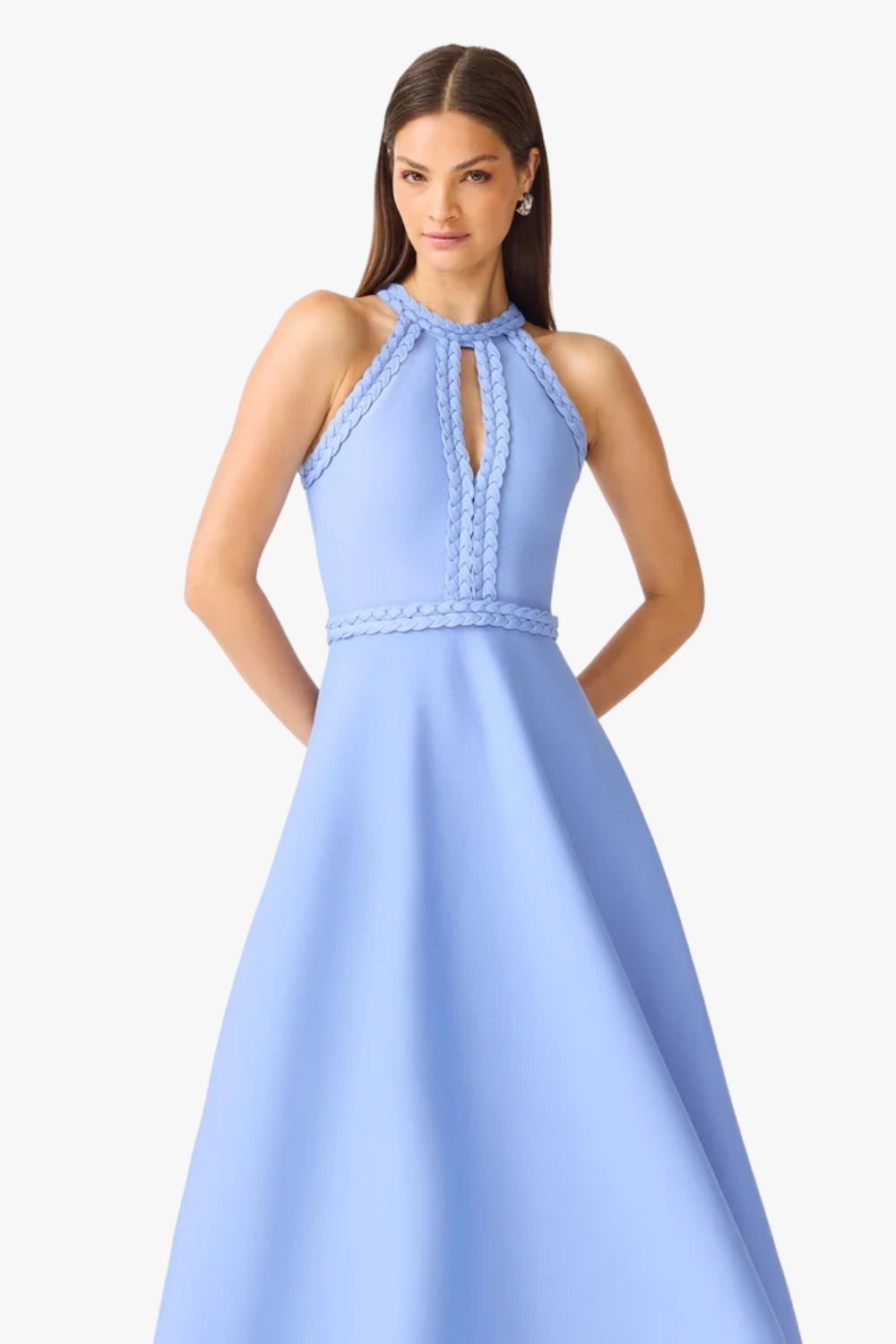 Elliatt Floriana Halter Neck Fit & Flare Dress Cornflower Blue M