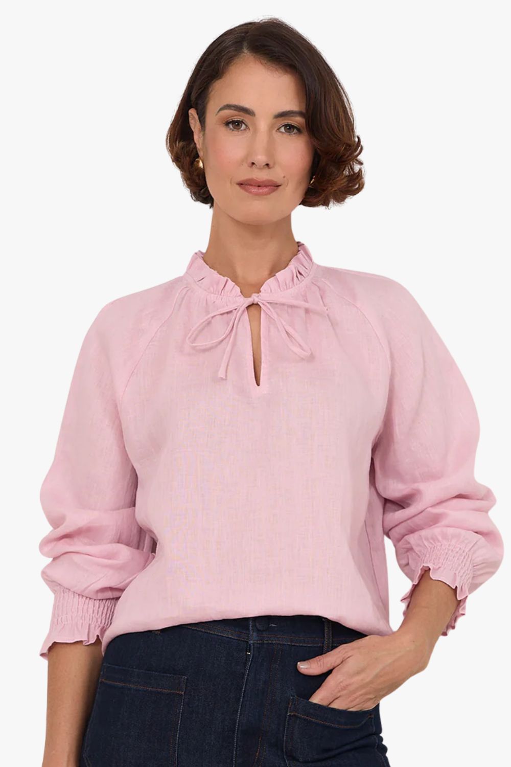 Adorne Adelaide Long Sleeve Linen Top