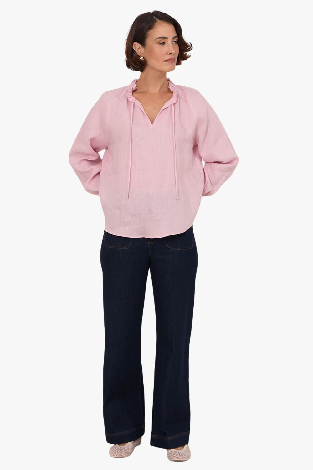 Adorne Adelaide Long Sleeve Linen Top