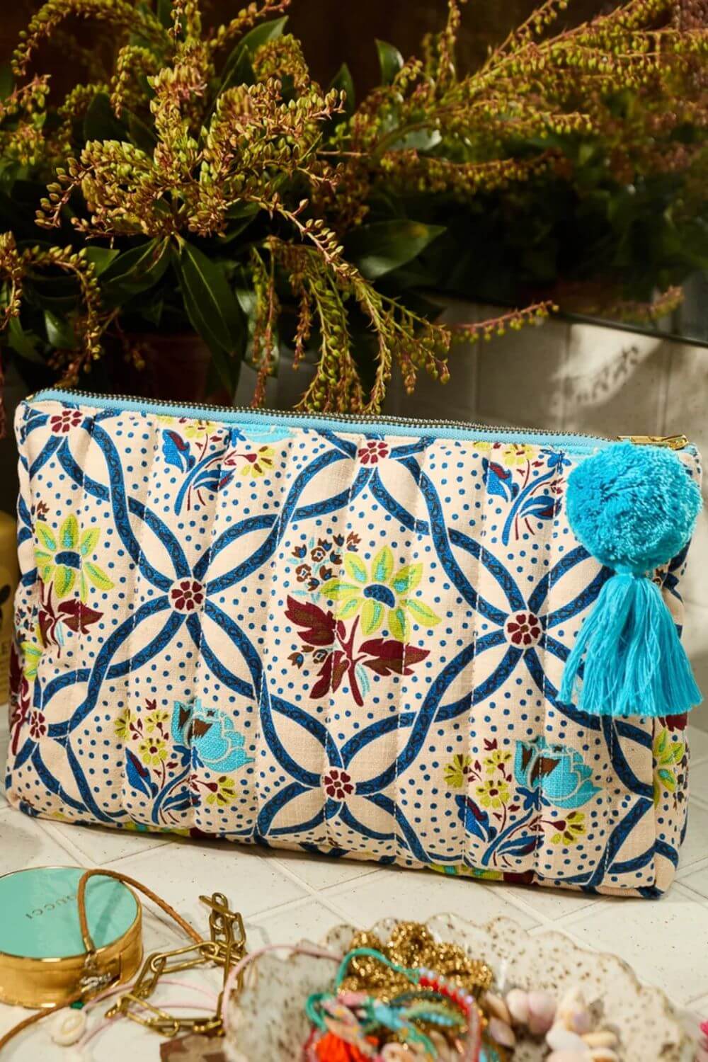 Sage x Clare Norali Quilted Cosmetic Bag