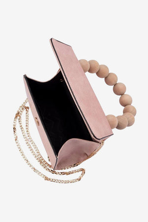 Olga Berg Caylee Wooden Bead Top Handle Bag