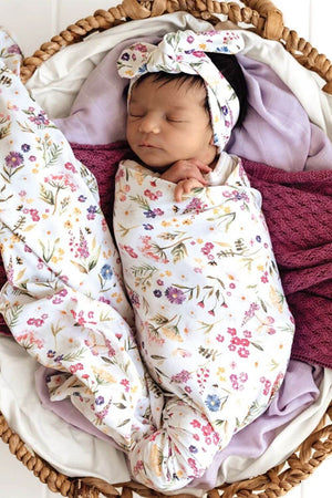 Snuggle Hunny Gracie Organic Jersey Wrap & Topknot Set