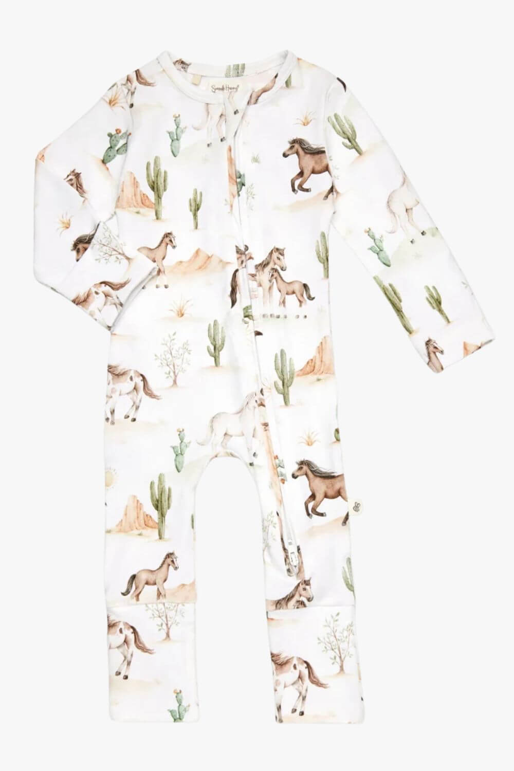 Snuggle Hunny Wild Horses Organic Snugglesuit Convertible Romper