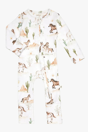 Snuggle Hunny Wild Horses Organic Snugglesuit Convertible Romper