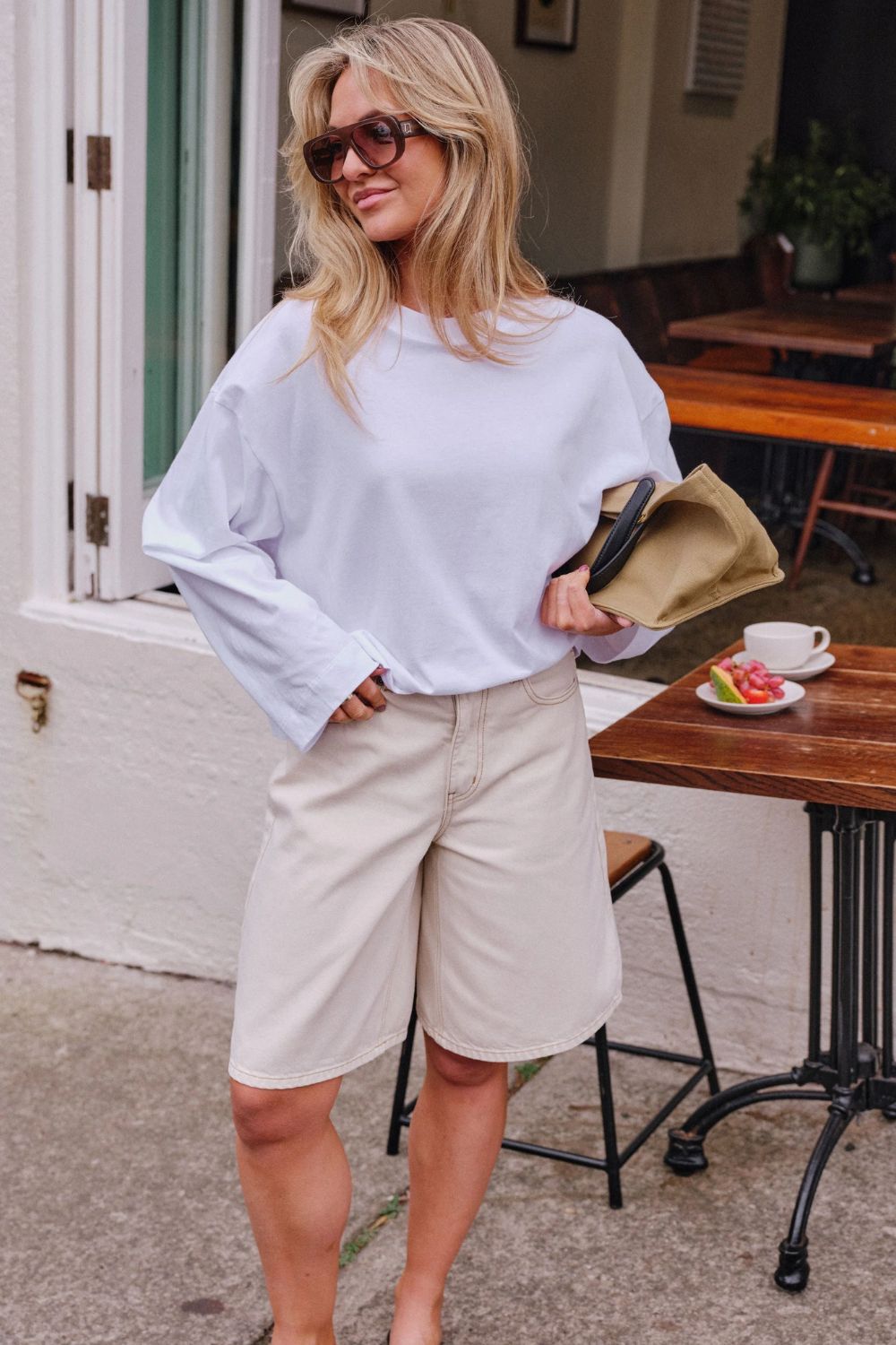 Ceres Life Olive Belted Denim Short