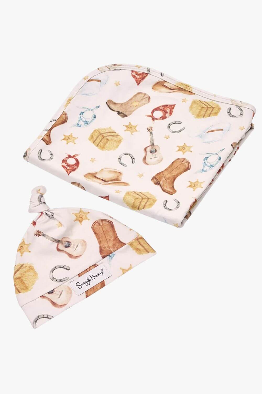 Snuggle Hunny Cowboys Organic Jersey Wrap & Beanie Set
