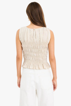 Among The Brave Impulsive Linen Shirred Top