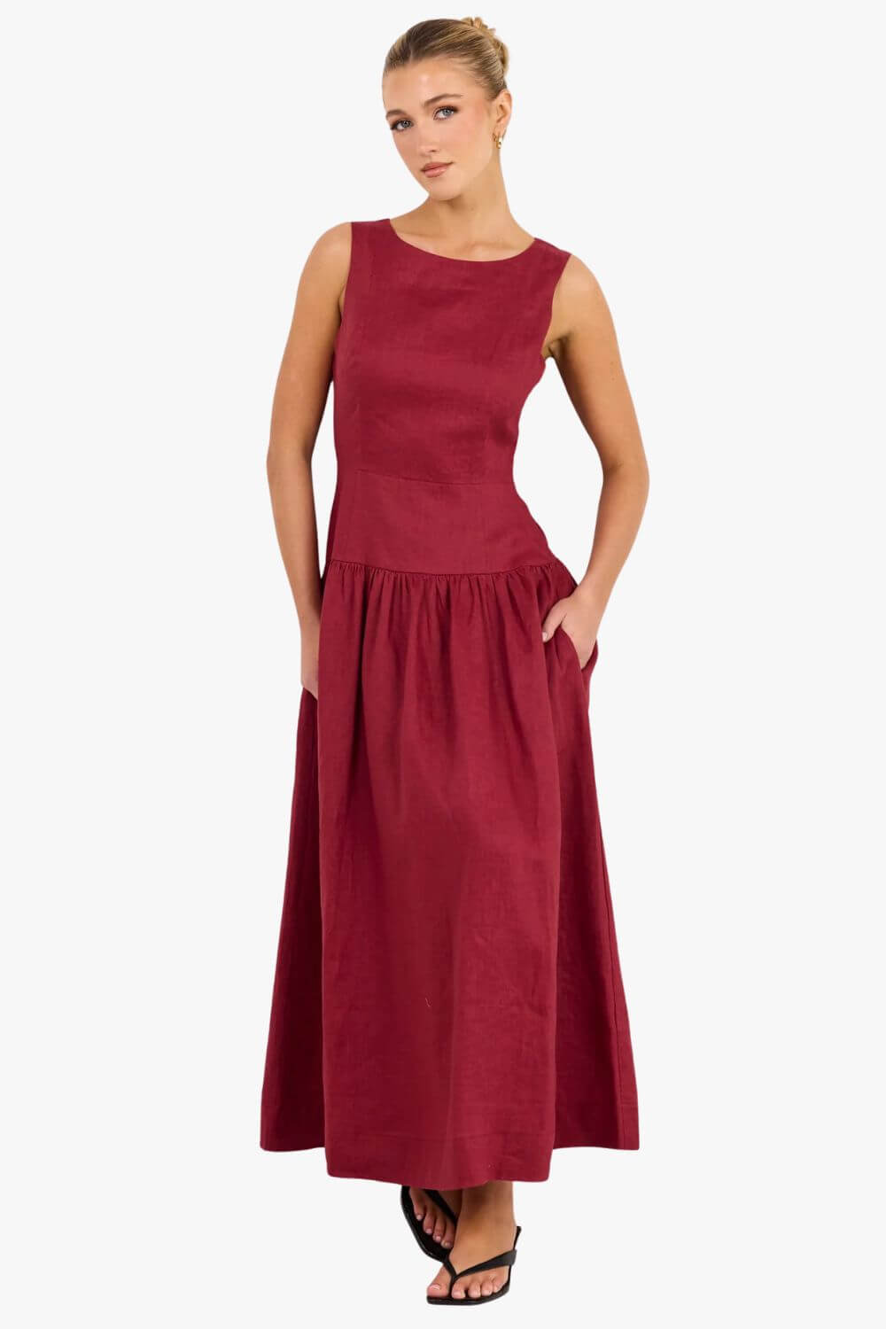 Stories Be Told Womens Linen Sleeveless Maxi Dress