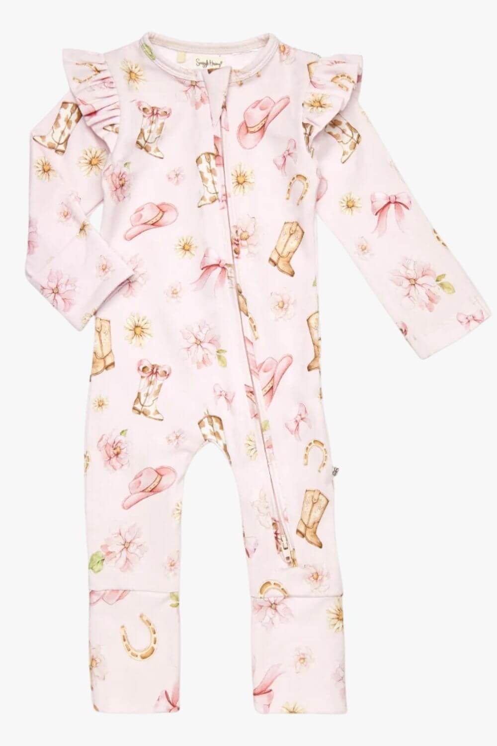Snuggle Hunny Boots & Bows Organic Snugglesuit Convertible Romper with Frill