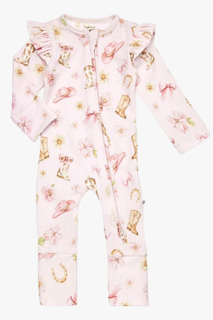 Snuggle Hunny Boots & Bows Organic Snugglesuit Convertible Romper with Frill