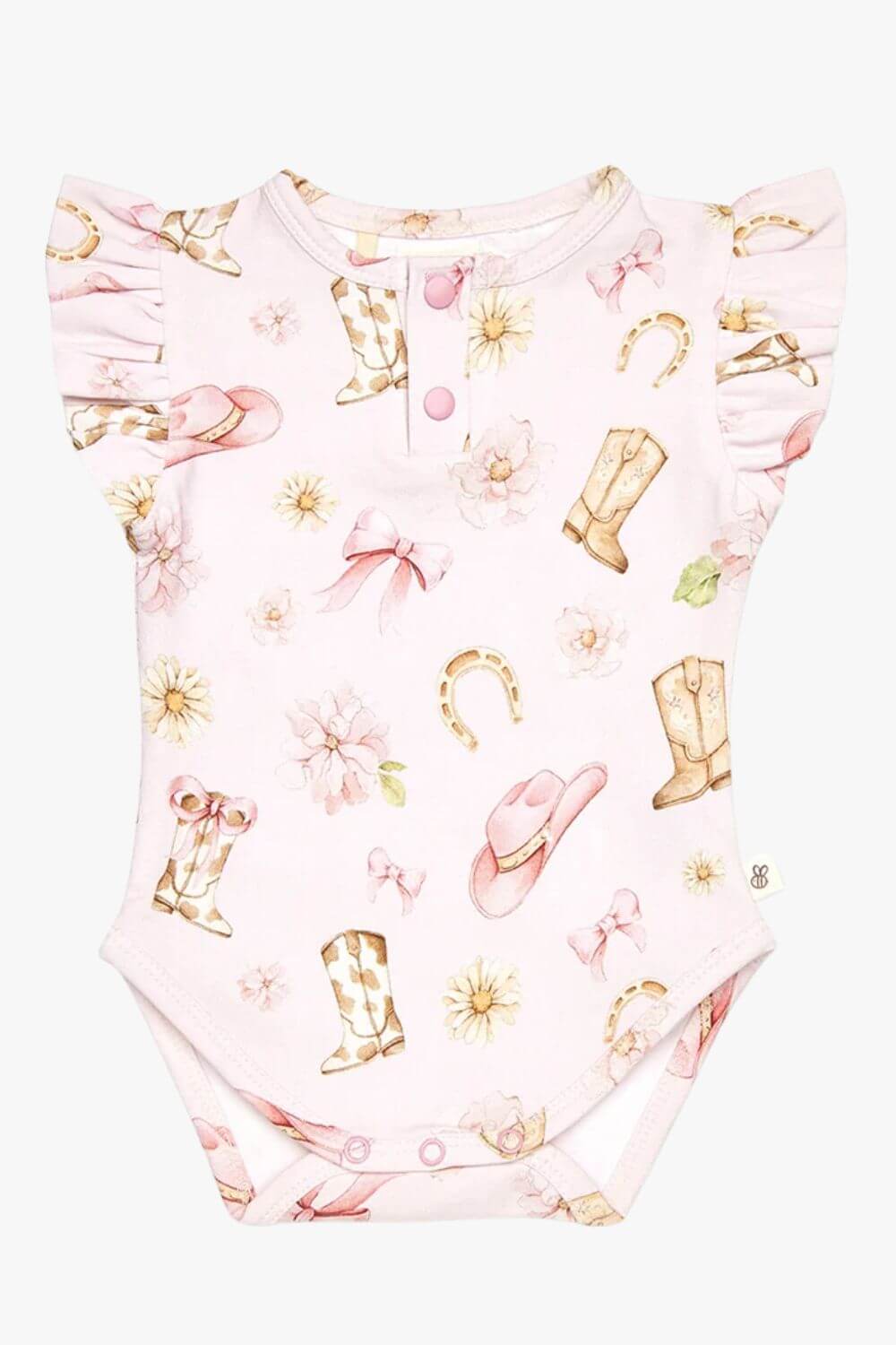 Snuggle Hunny Boots & Bows Short Sleeve Organic Bodysuit with Frill