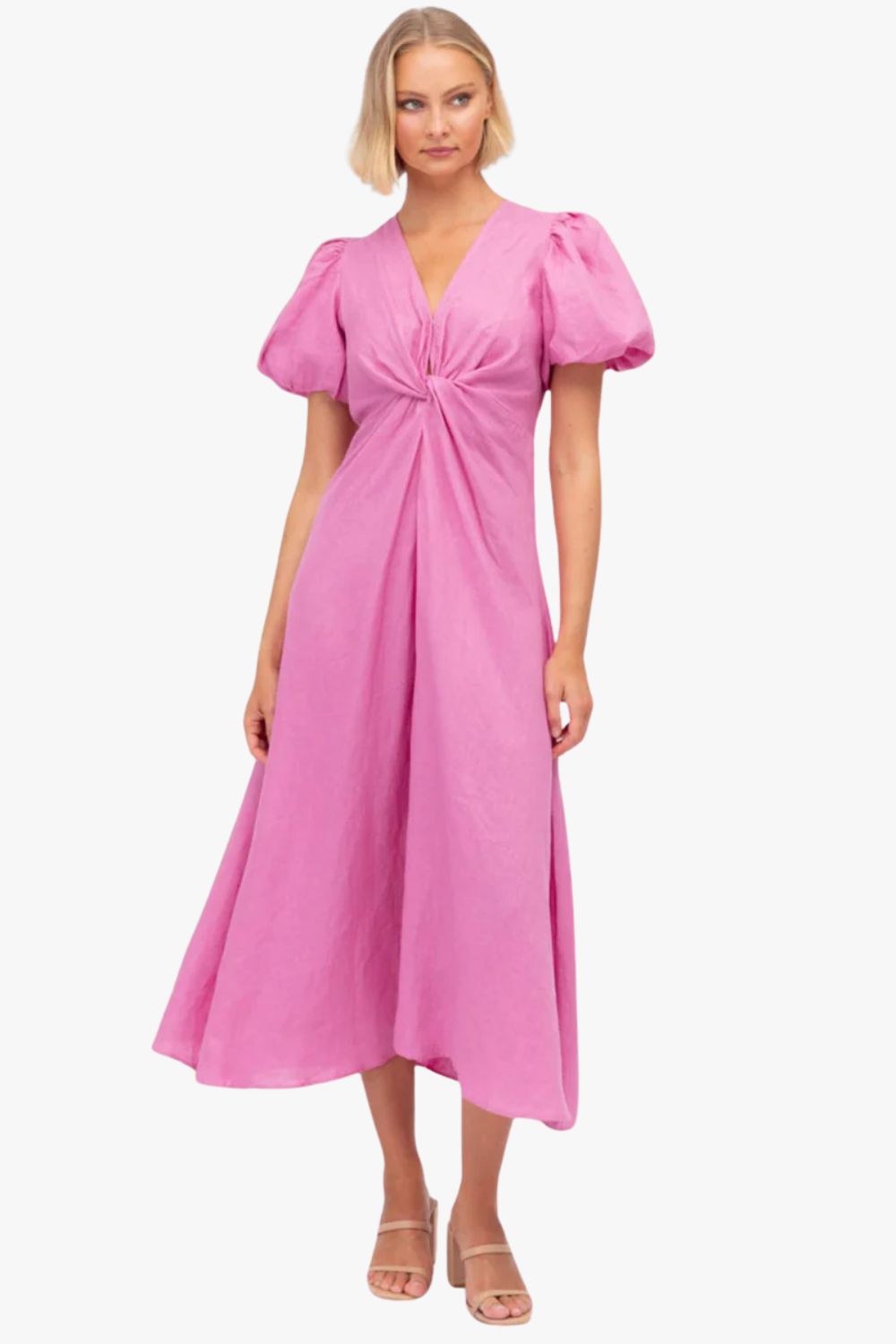 Aurora Puff Sleeve Midi Dress