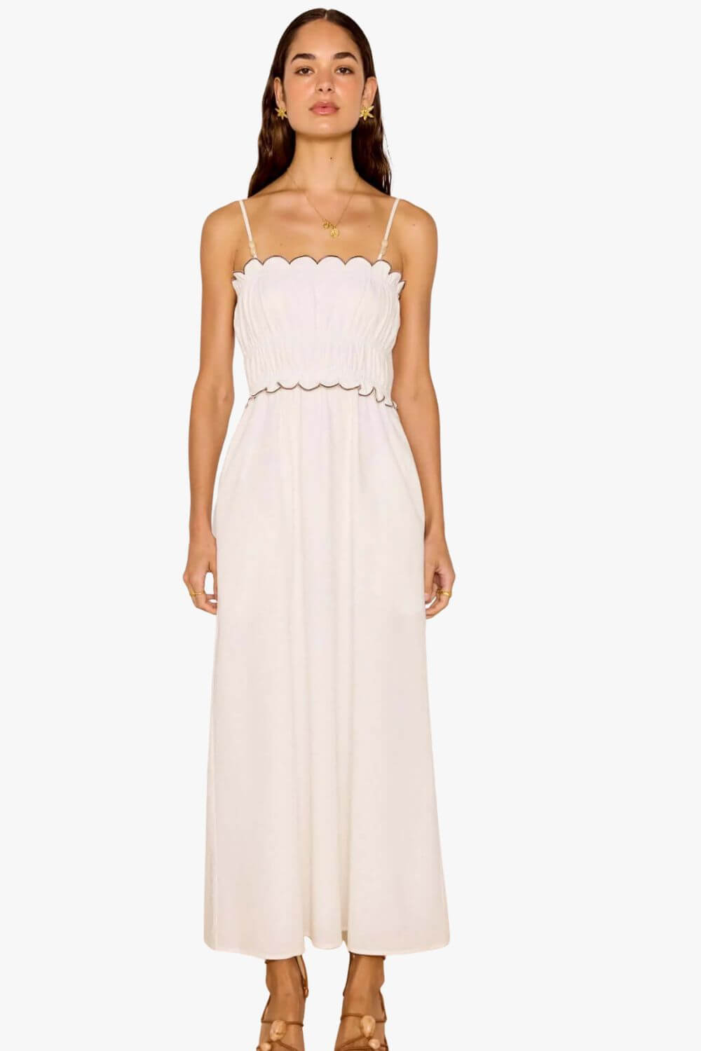 Mink Pink Laurel Scallop Edge Midi Dress