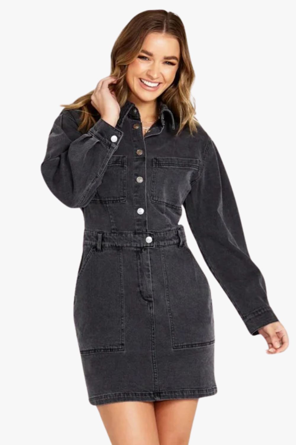 sass denim dress Sylvia Denim Wrap Dress - Classic Blue Wash | Sass Clothing
