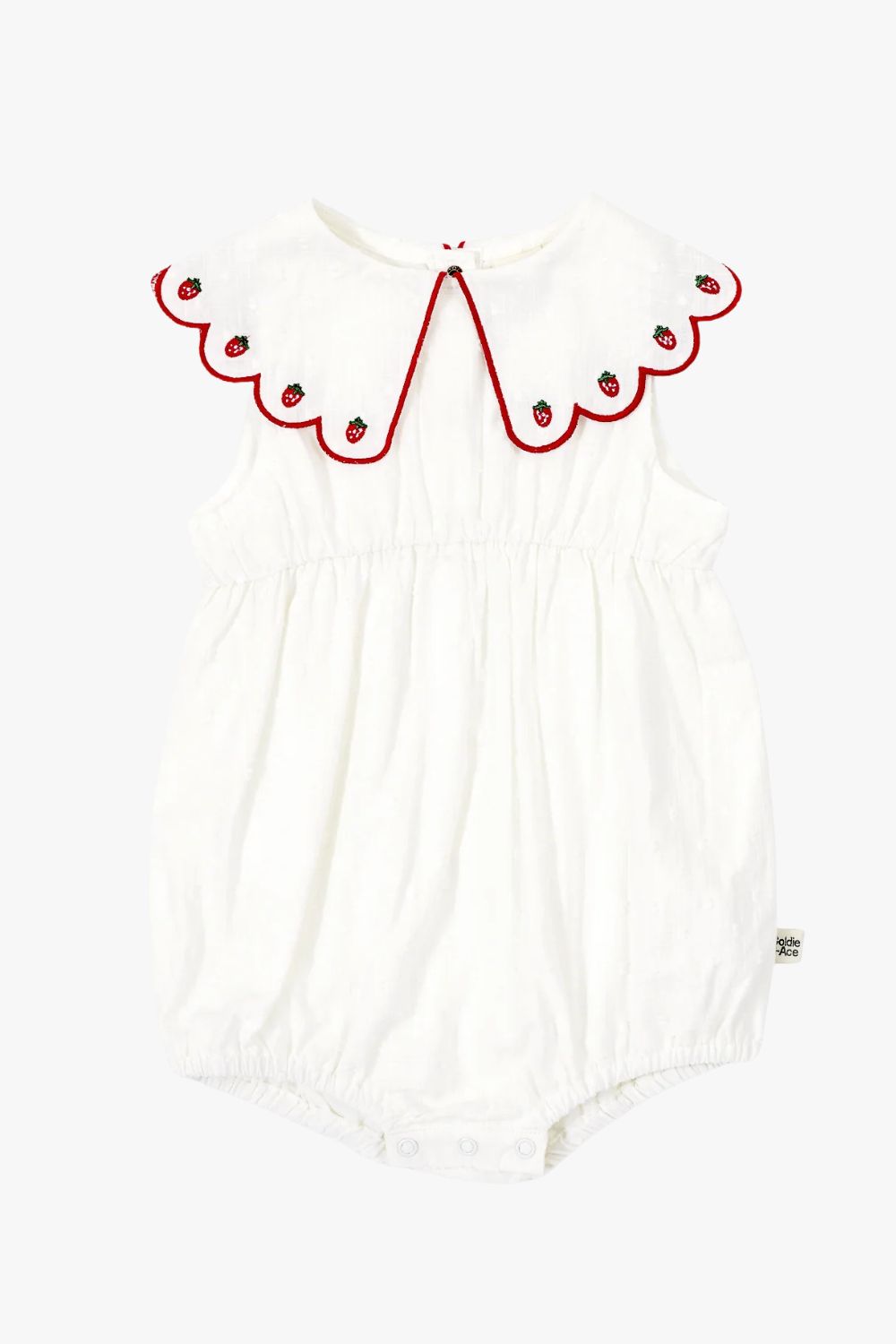Goldie + Ace Scallop Collar Strawberry Romper