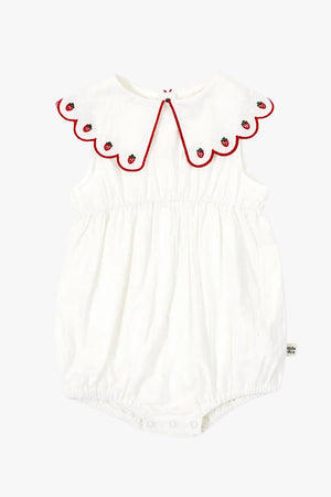 Goldie + Ace Scallop Collar Strawberry Romper