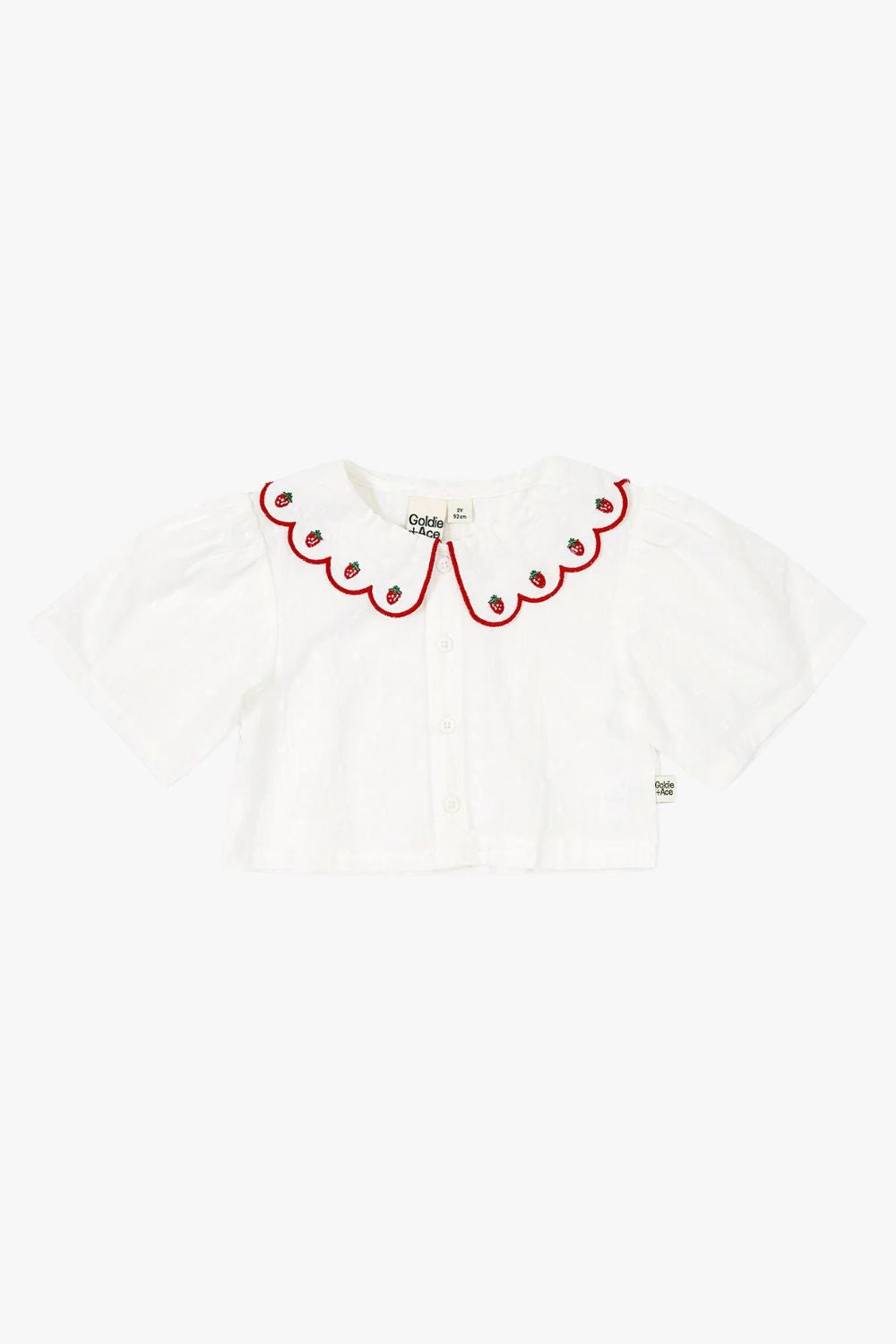 Goldie + Ace Scallop Collar Strawberry Cropped Blouse