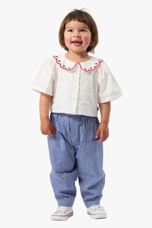 Goldie + Ace Scallop Collar Strawberry Cropped Blouse