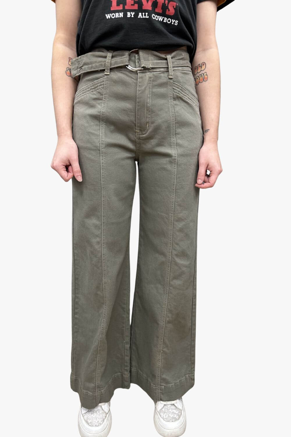 Front Seam Jeans With Belt