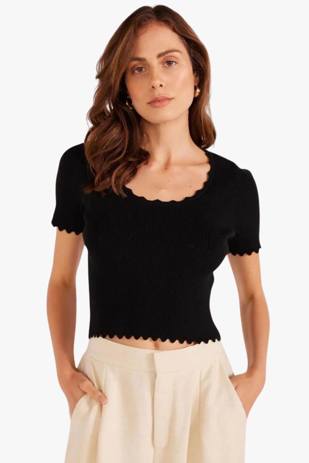 Laura Scallop Knit Tee