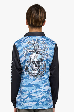 The Mad Hueys Rope Skull Anchor Youth Fishing Jersey