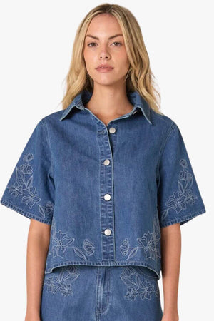 Fate + Becker Sloane Embroidered Denim Shirt