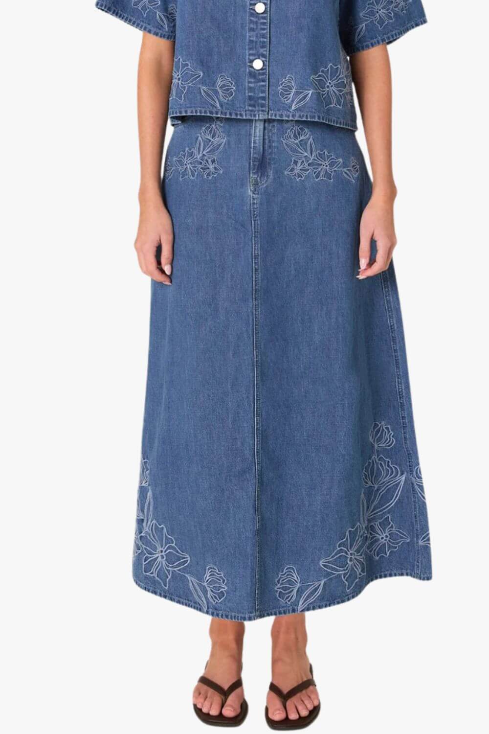 Fate + Becker Sloane Embroidered Denim Skirt