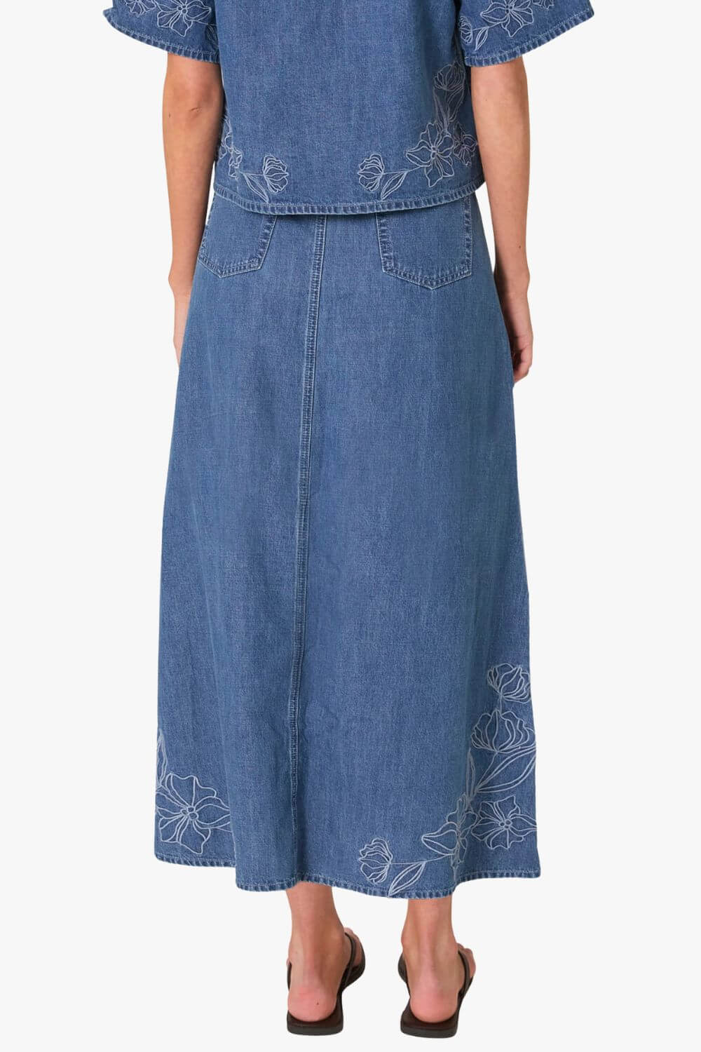 Fate + Becker Sloane Embroidered Denim Skirt