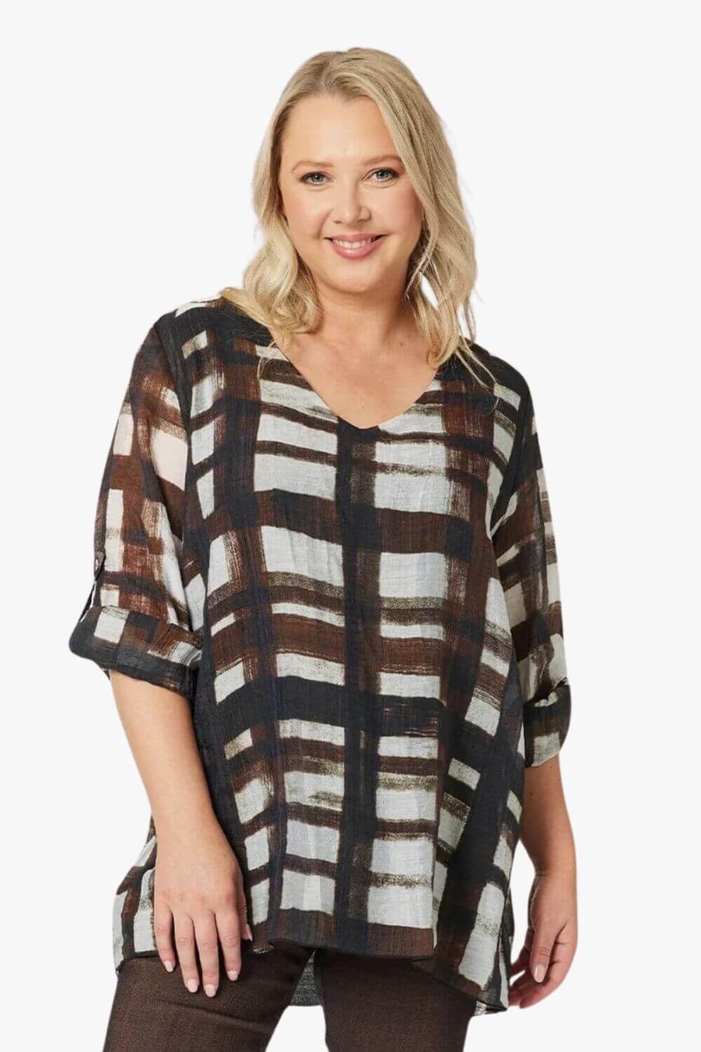 Gordon Smith Zena Check Layered Tunic