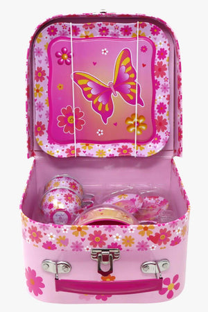 Pink Poppy Vibrant Vacation 7 Piece Tin Tea Set