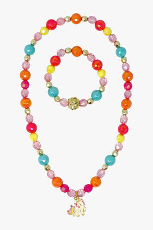 Pink Poppy Unicorn Rainbow Charm Necklace & Bracelet Set