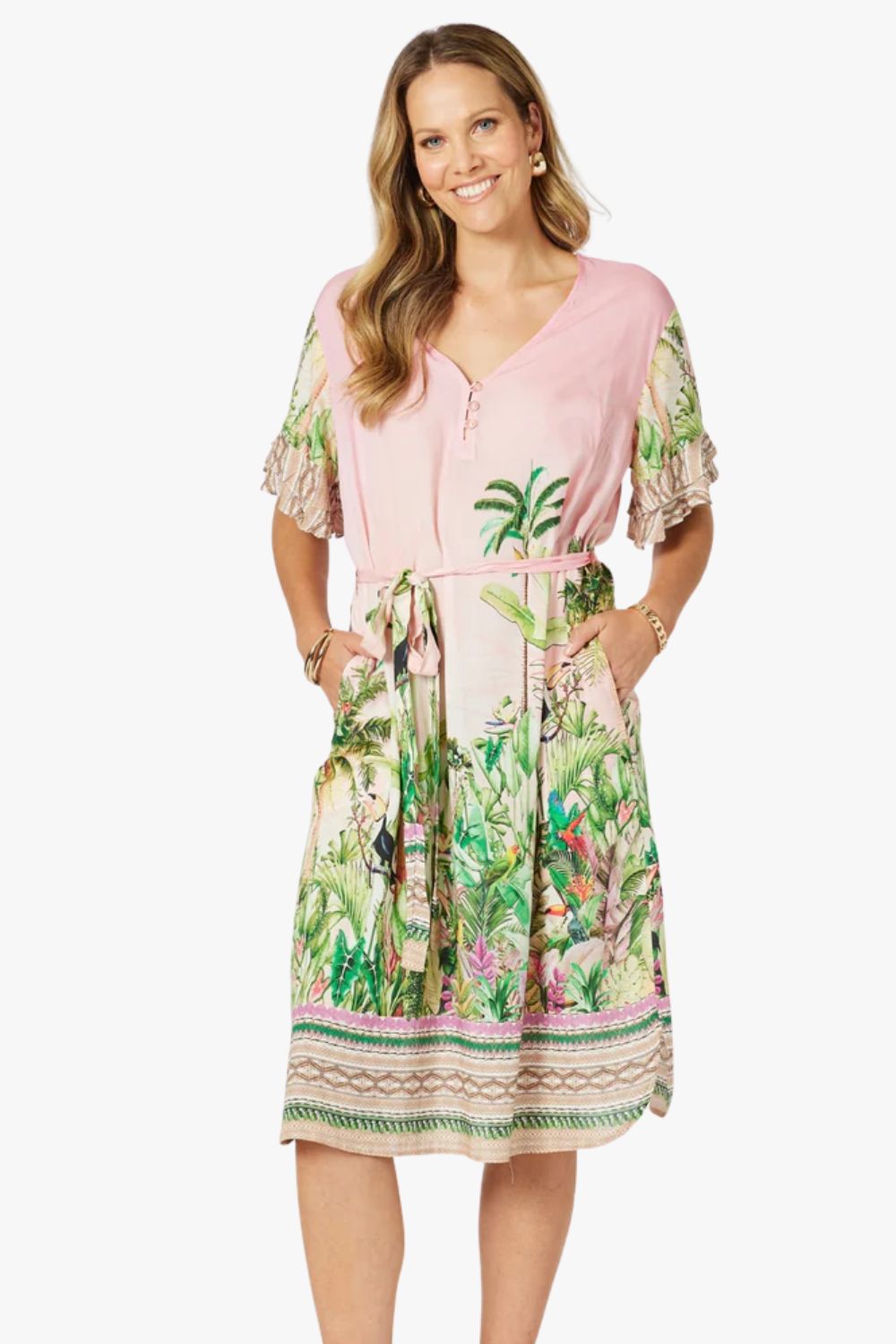 Hammock & Vine Toucan Ruffle Sleeve Dress