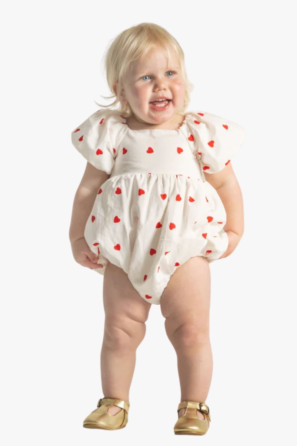 Designer Kidz Love Hearts Puff Sleeve Romper