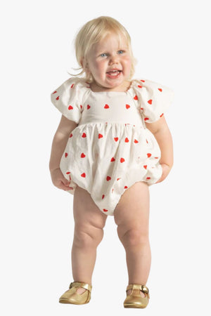 Designer Kidz Love Hearts Puff Sleeve Romper