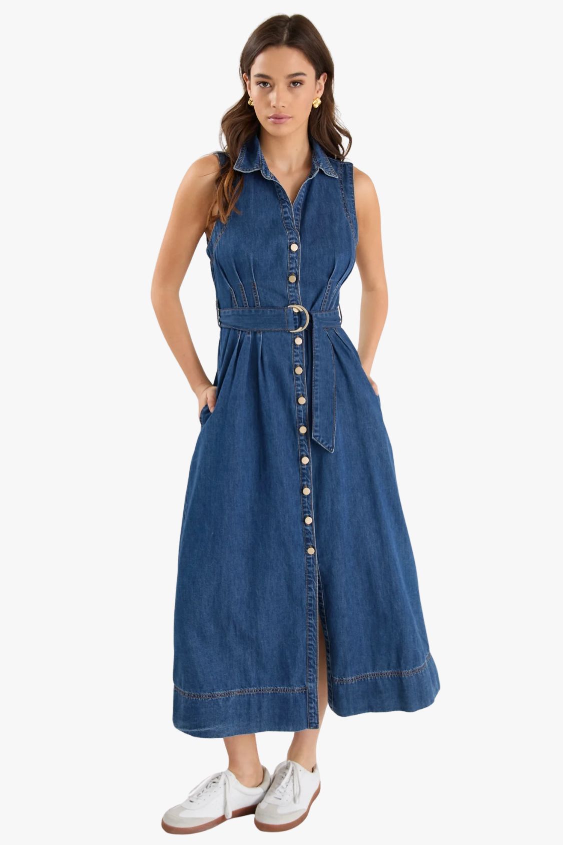 Among The Brave Crescent Denim Midi Dress