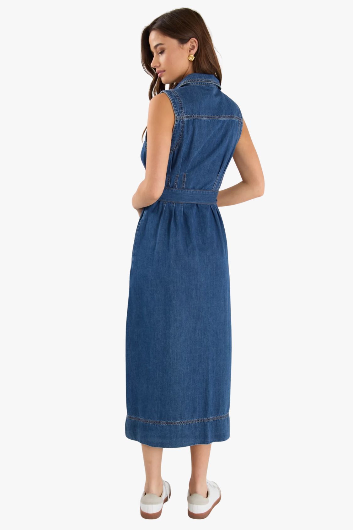 Among The Brave Crescent Denim Midi Dress