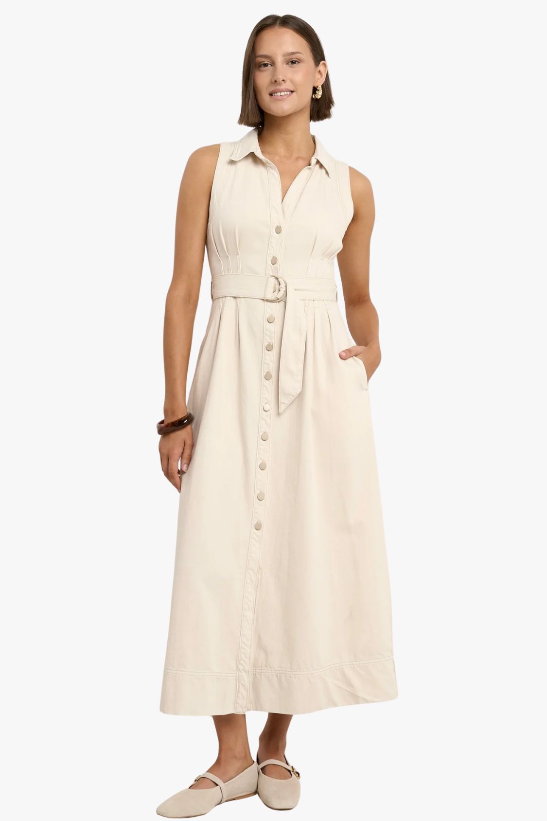 Among The Brave Crescent Denim Midi Dress