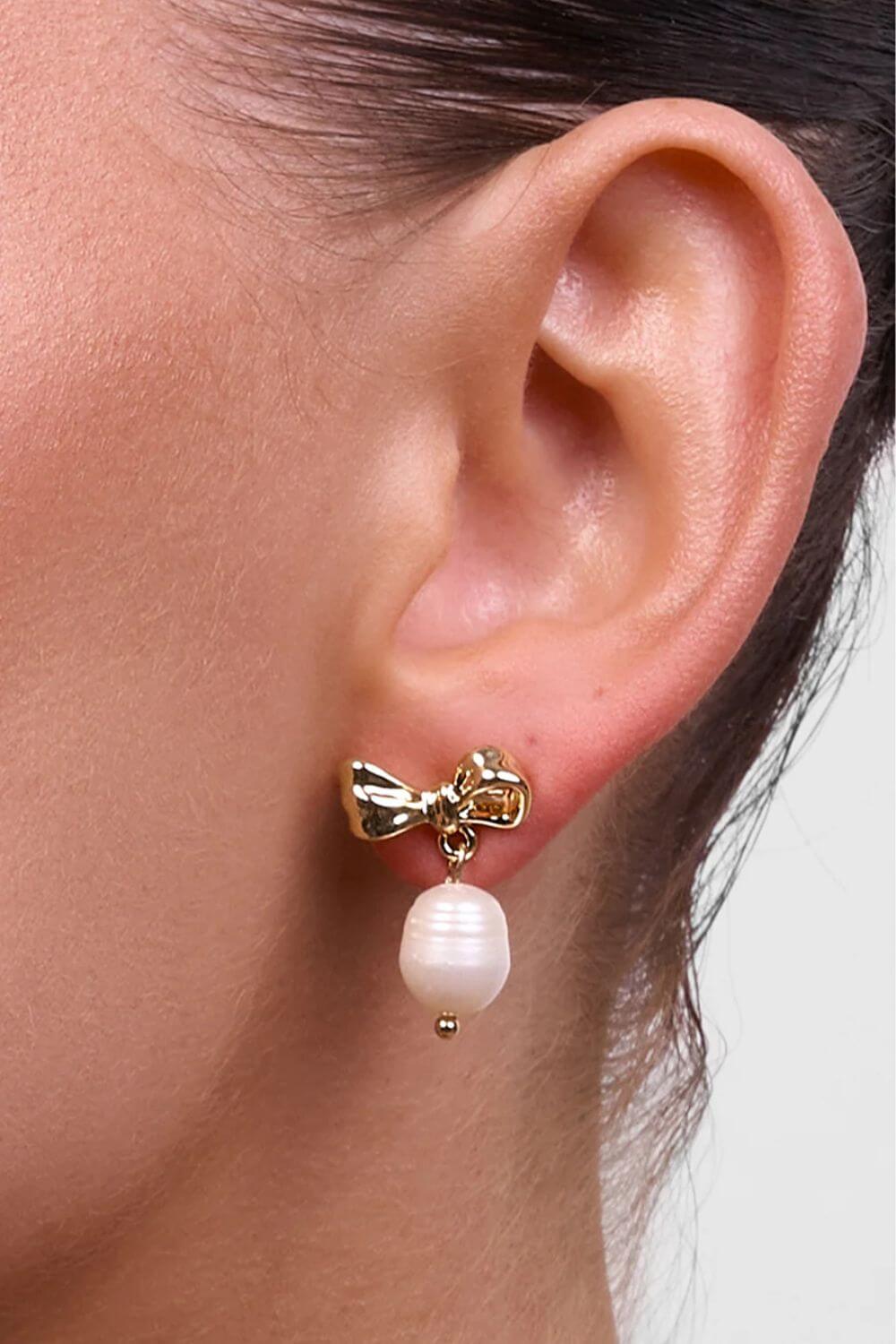 Liberte Alice Bow Pearl Earring