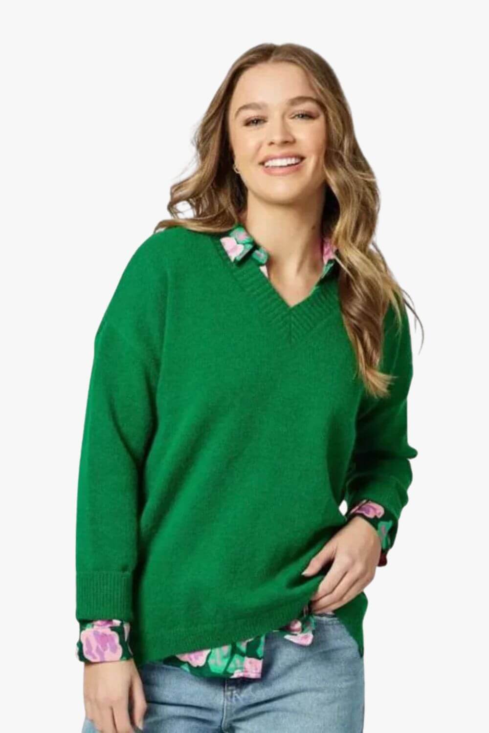 Threadz Valerie V Neck Knit Jumper