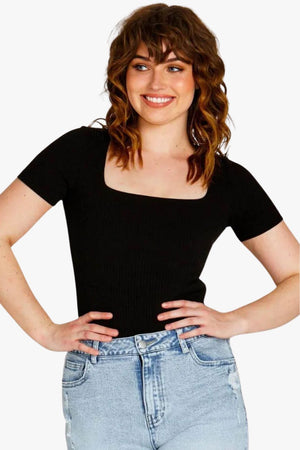 Sass Aubrey Square Neck Short Sleeve Top