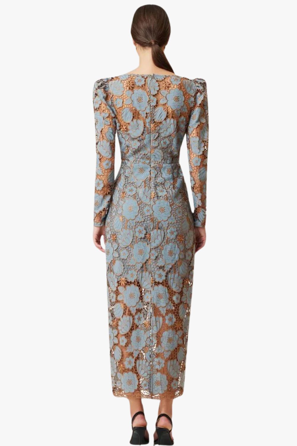 elliatt jasmine long sleeve dress ELLIATT Jasmine Long Sleeve Dress in Blue & Bronze