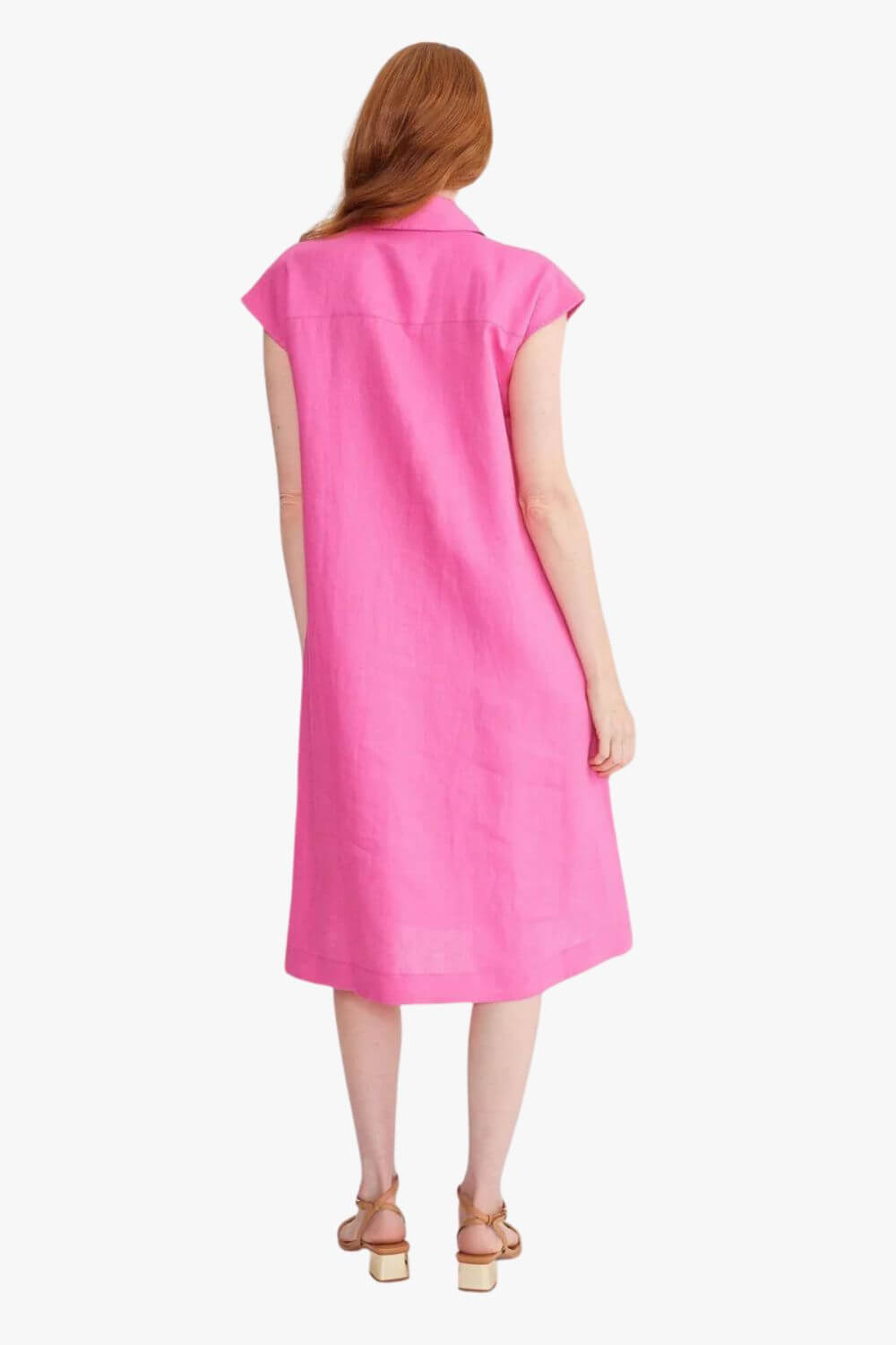 Yarra Trail Sleeveless Button Trim Midi Dress